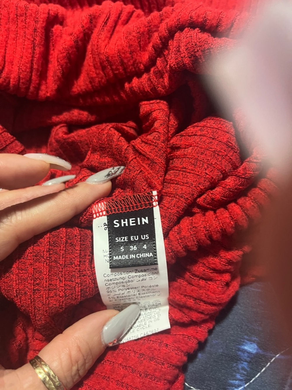 SHEIN Vibrant Red Ribbed Knit Top